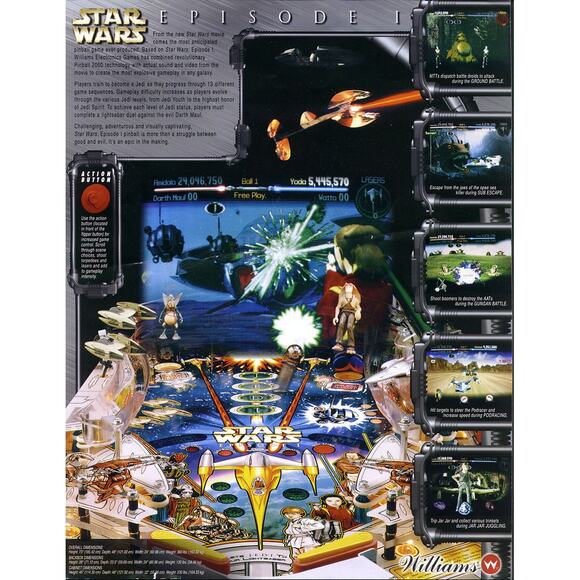 Star Wars Episode 1 Pinball FLYER Original 1999 Game Sci-Fi Art Print - Picture 4 of 4